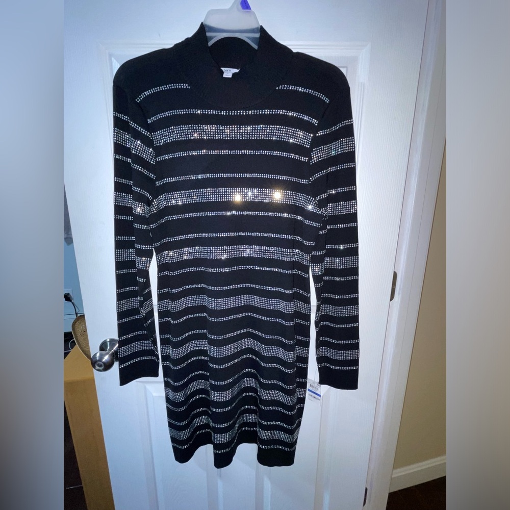 Black Rhinestone sweater dress